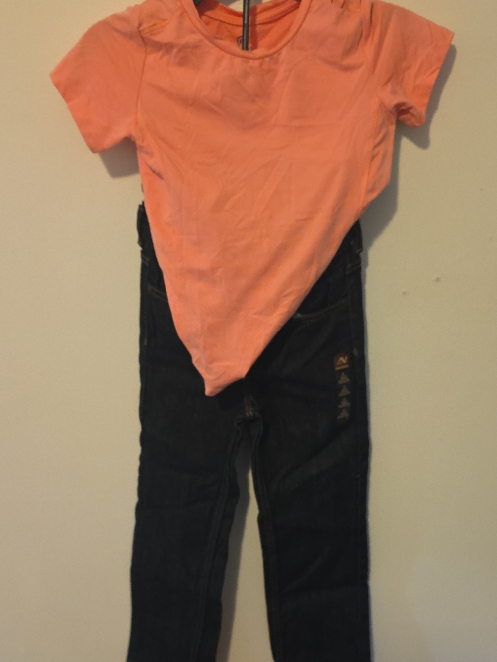 Arizona Jean Company Dark Wash Kids Jeans with Coral Top